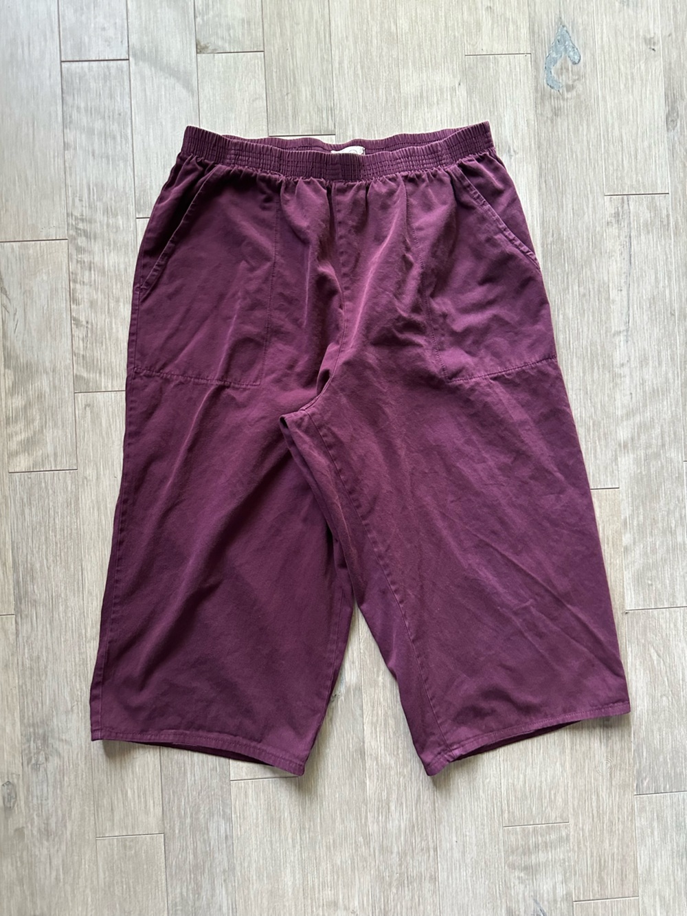 Carol Rose Wide-Leg jorks Bermudas Cropped Pants in Burgundy Purple Size Large